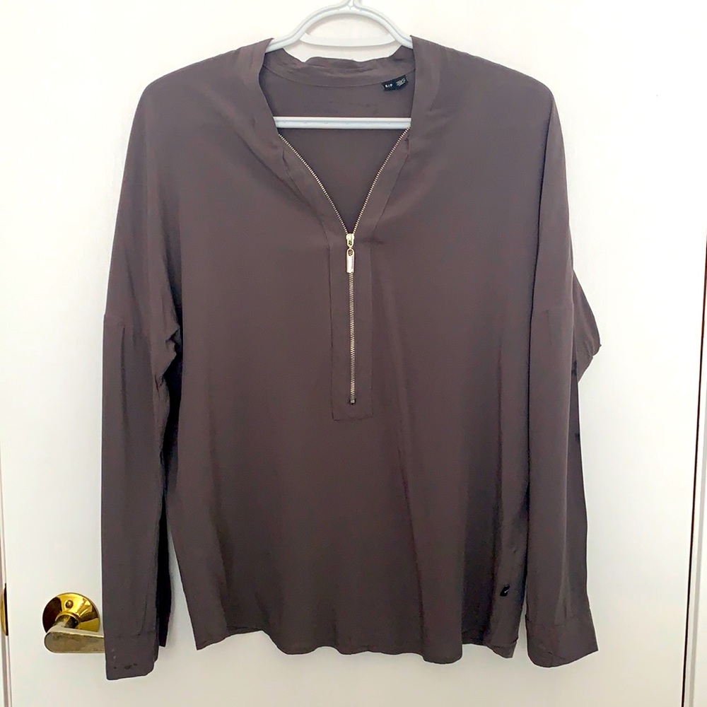 William Rast Grey Zipper Blouse